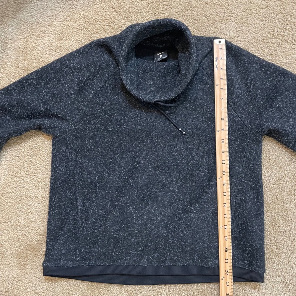 Nike Women's Size Small Black Speckled Fleece Mock Neck Pullover Sweatshirt - Picture 6 of 8